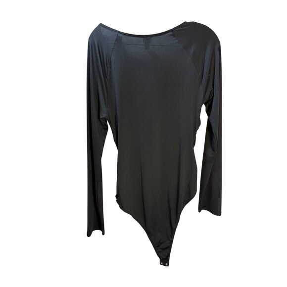 Wild Fable XL‎ Black Long Sleeve Draped Bodysuit - Picture 2 of 8